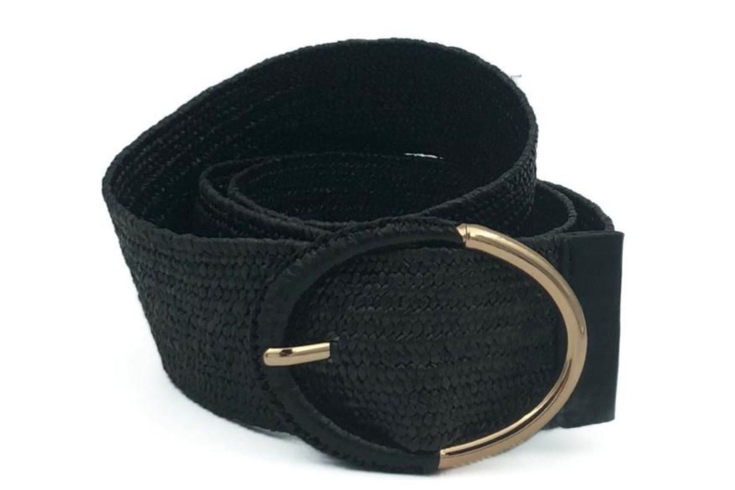 ZWARTE RAFFIA RIEM MET GROTE OVALE MIX GESP VERKOOPPRIJS: 12,00,-