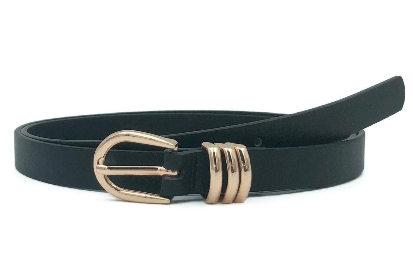 CHIQUE ZWARTE RIEM MET EEN GOUDEN GESP VERKOOPPRIJS: 12,00,-