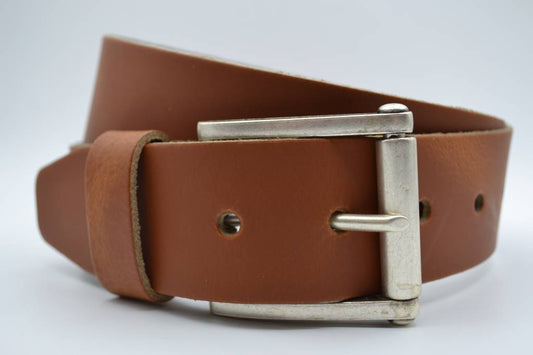 45MM BREDE COGNAC ECHT LEDEREN CASUAL RIEM VERKOOPPRIJS: 27,00,-