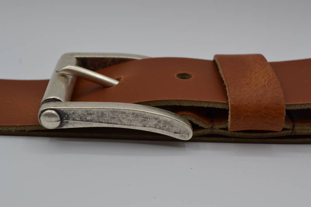 45MM BREDE COGNAC ECHT LEDEREN CASUAL RIEM VERKOOPPRIJS: 27,00,-