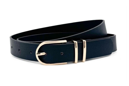 BASIC BLAUWE RIEM MET EEN GOUDEN GESP VERKOOPPRIJS: 12,00,-