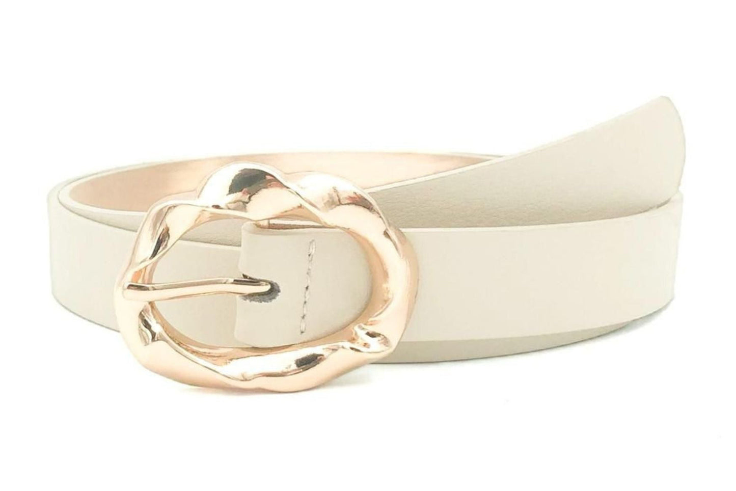 ECHT LEREN BEIGE RIEM MET EEN ORGANISCHE GESP VERKOOPPRIJS: 12,00,-