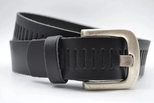 SPLIT LEREN RIEM 40mm ZWARTE PERFORATIE RIEM VERKOOPPRIJS: 29,95,-