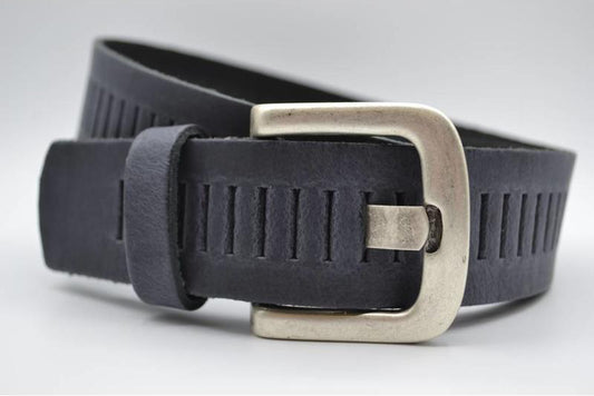 SPLIT LEREN RIEM 40mm ANTRACITE PERFORATIE RIEM  VERKOOPPRIJS: 29,95,-