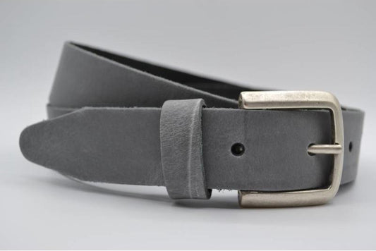 LICHT GRIJZE LEREN SPLIT RIEM 35mm VERKOOPPRIJS: 29,95,-