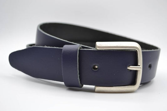 MARINE BLAUW LEREN SPLIT RIEM 35mm VERKOOPPRIJS: 29,95,-