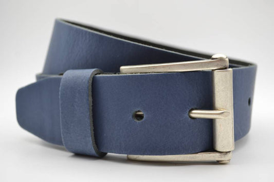 45MM BREDE BLAUWE ECHT LEDEREN CASUAL RIEM VERKOOPPRIJS: 27,00,-