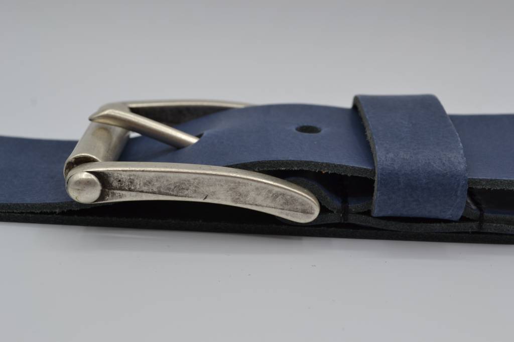 45MM BREDE BLAUWE ECHT LEDEREN CASUAL RIEM VERKOOPPRIJS: 27,00,-