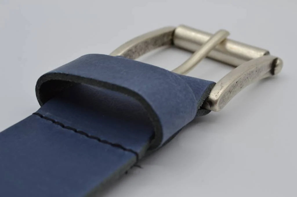 45MM BREDE BLAUWE ECHT LEDEREN CASUAL RIEM VERKOOPPRIJS: 27,00,-