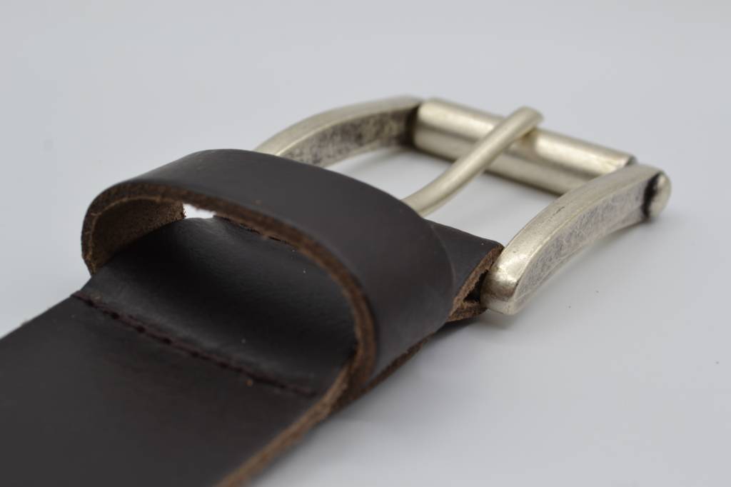 45MM BREDE DONKER BRUINE  ECHT LEDEREN CASUAL RIEM VERKOOPPRIJS: 27,00,-