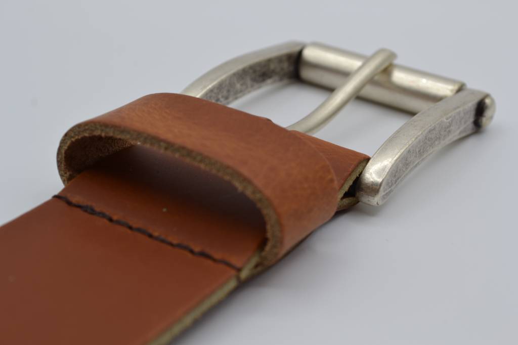 45MM BREDE COGNAC ECHT LEDEREN CASUAL RIEM VERKOOPPRIJS: 27,00,-