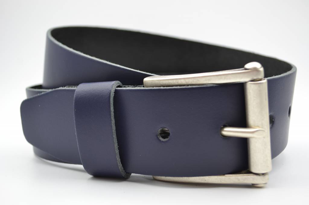 45MM BREDE DONKER BLAUWE ECHT LEDEREN CASUAL RIEM VERKOOPPRIJS: 27,00,-