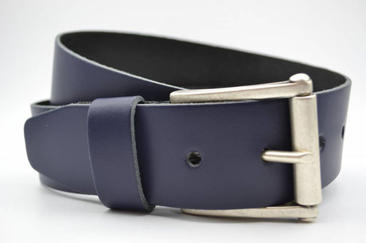 45MM BREDE DONKER BLAUWE ECHT LEDEREN CASUAL RIEM VERKOOPPRIJS: 27,00,-