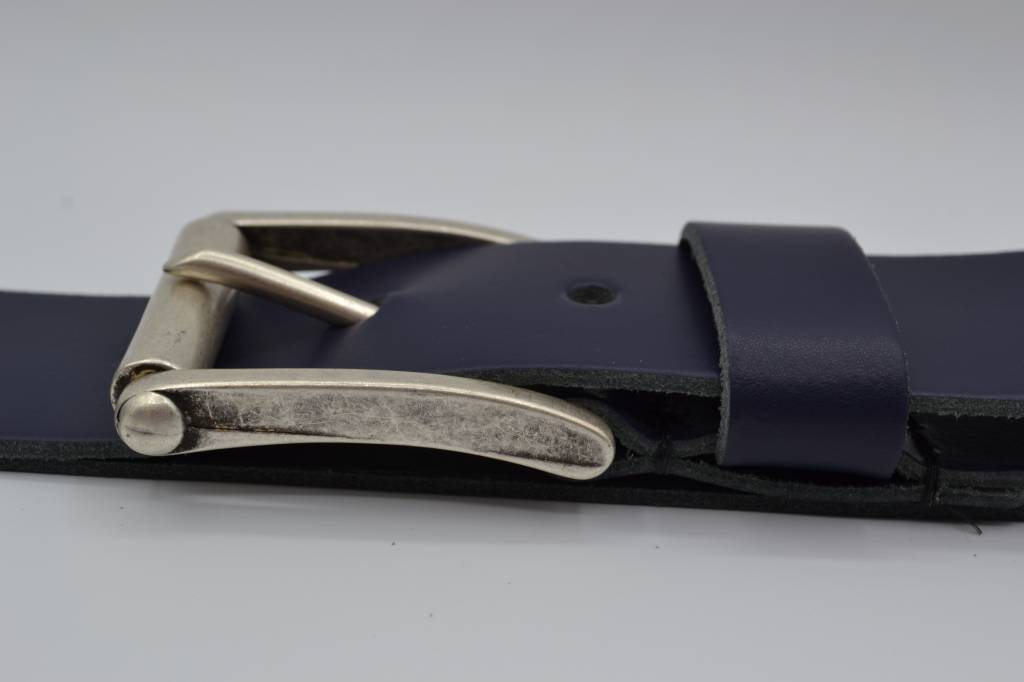 45MM BREDE DONKER BLAUWE ECHT LEDEREN CASUAL RIEM VERKOOPPRIJS: 27,00,-