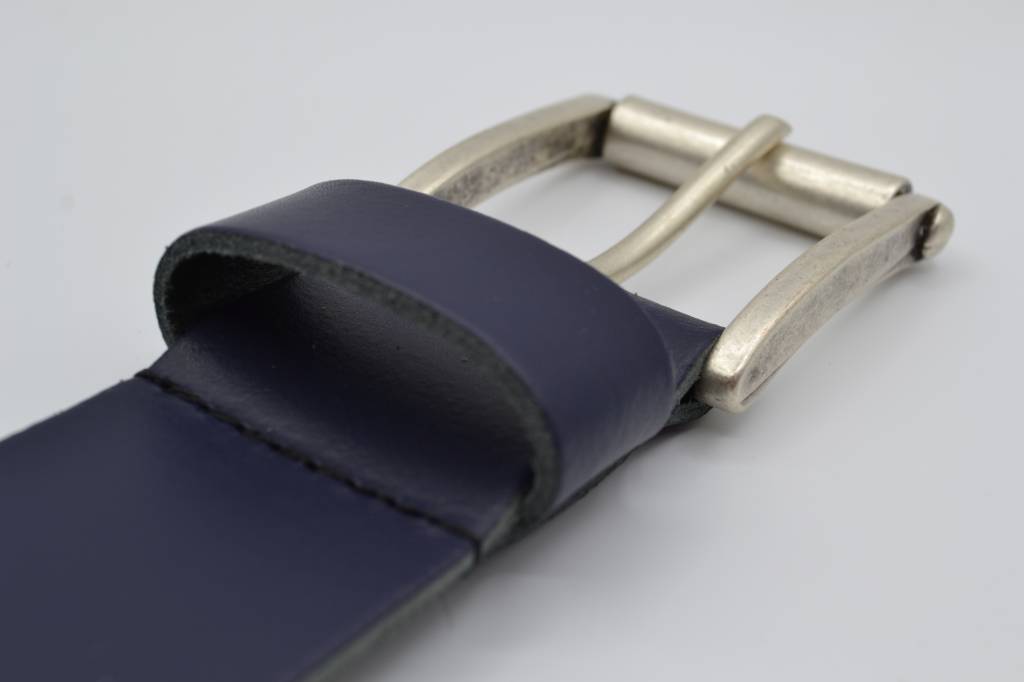 45MM BREDE DONKER BLAUWE ECHT LEDEREN CASUAL RIEM VERKOOPPRIJS: 27,00,-