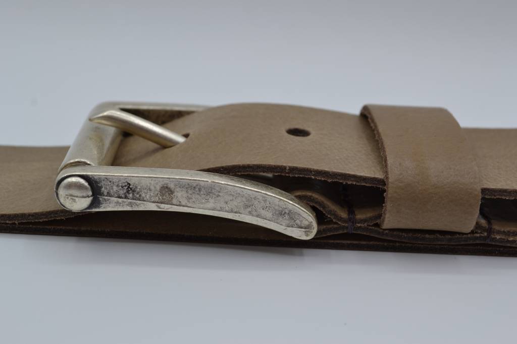 45MM BREDE TAUPE ECHT LEDEREN CASUAL RIEM VERKOOPPRIJS: 27,00,-