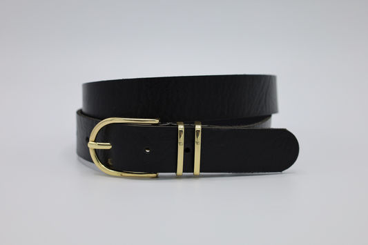 30MM ECHT LEDEREN RIEM MET DUBBELE GOUDEN LUS VERKOOPPRIJS: 21,00,-